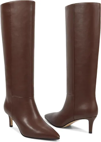 Vista 8 de wetkiss Botas altas hasta la rodilla para mujer, con tacón de gatito y diseño de punta puntiaguda, clásicas y sexys