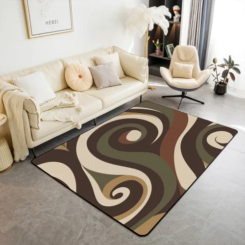 Vista 11 de Alfombra de área en espiral colorida de 3 x 5 pies, abstracta y moderna geométrica, decoración de remolinos, antideslizante, para hombres, mujeres