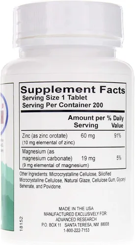 Vista 2 de Orotato de zinc 60 mg 200 tabletas (paquete de 2)