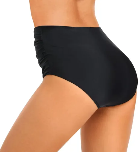 Vista 3 de Edelqual Bikini de cintura alta para mujer, cobertura completa, control de abdomen, fruncido, traje de baño tankini