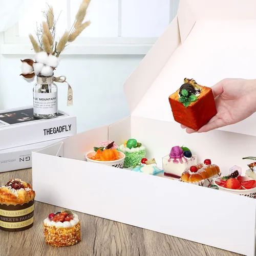 Vista 3 de Tudomro Paquete de 10 cajas para pasteles de 19 x 14 x 4 pulgadas, cajas de cartón para tartas, cajas rectangulares grandes, papel kraft sin ventana