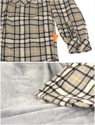 Vista 6 de Gioberti Chaqueta de franela a cuadros para hombre con forro de terciopelo