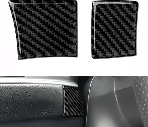 Vista 16 de Calcomanías de ventilación para consola central de automóvil, accesorios para Dodge Challenger 2015-2023, calcomanías interiores de fibra de carbono