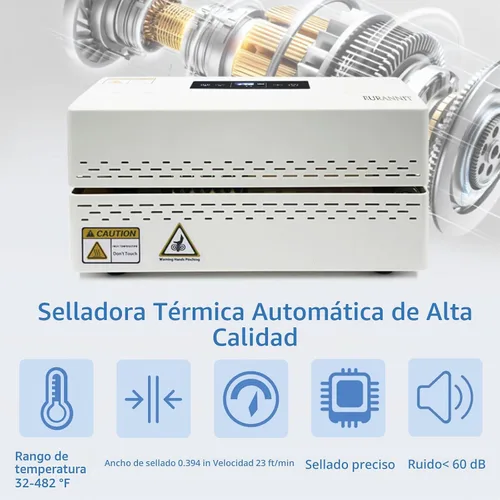 Vista 5 de Máquina selladora térmica, sellador automático de banda continua con control digital de temperatura, sellador horizontal de bolsas para bolsas