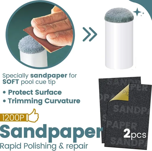 Vista 3 de SOLROS - Puntas para taco de billar - Puntas para palos de billar, kit de accesorios de repuesto con caja de almacenamiento, cabeza de taco de cuero