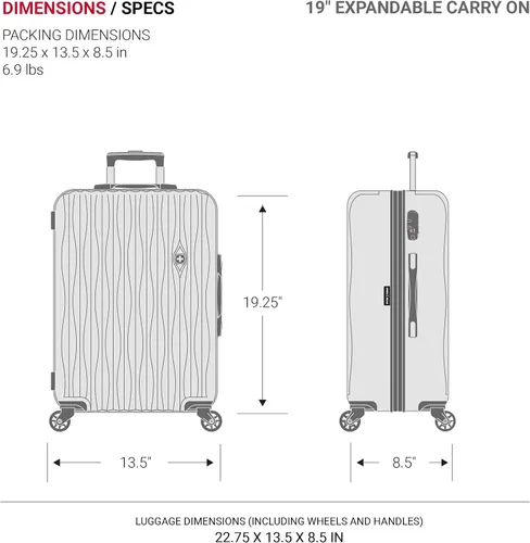 Vista 9 de SWISSGEAR 7272 - Maleta rígida y expandible con ruedas giratorias