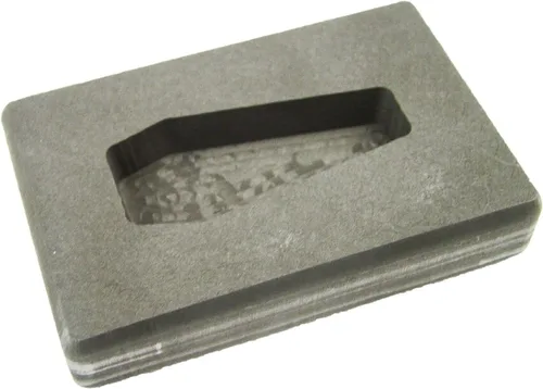 Vista 2 de Molde de grafito de alta densidad dorado con forma de ataúd de 2 onzas, barra plateada de 1 oz, fabricada en los Estados Unidos