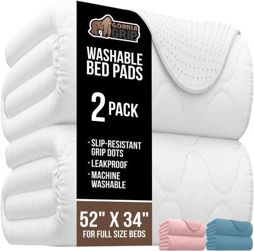 Vista 18 de GORILLA GRIP Almohadillas Lavables, Protectores de Cama Impermeables Reutilizables de Alta Absorción para Incontinencia, Protector de Colchón a