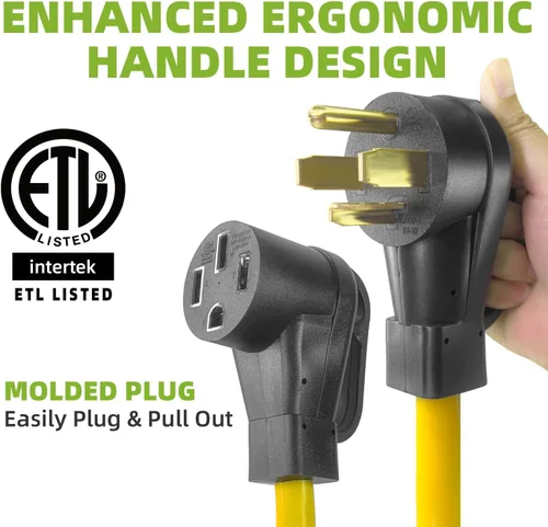 Vista 6 de Cable adaptador de cargador NEMA 14-30P a 14-50R EV, 125V/250V 30 Amp 4 clavijas de salida de secadora a 50 Amp EV/RV adaptador de conversión