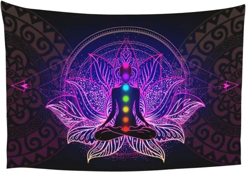 Vista 8 de OCUSOHEN Tapiz de siete chakras, diseño de mandala, colorido tapiz bohemio para yoga, meditación, tapiz colgante de pared para dormitorio