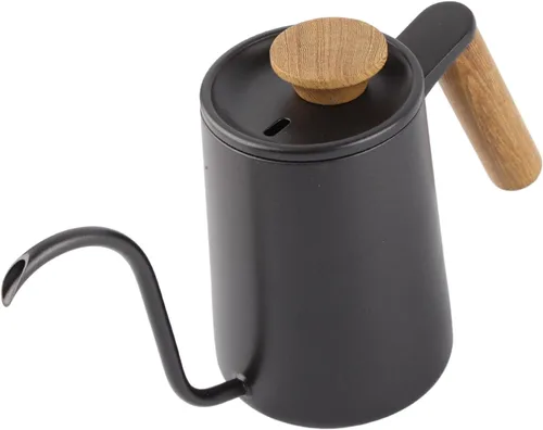 Vista 8 de Pour Over - Hervidor de café de 20.3 fl oz, mango de acero inoxidable, boquilla de cuello de cisne larga y estrecha (negro)
