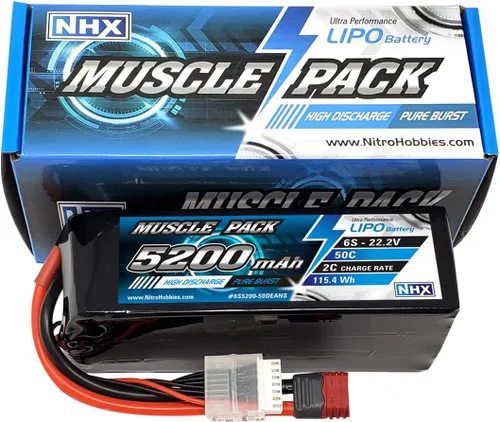 Vista 2 de NHX Muscle Pack 6S 22.2V 5200mAh 50C Lipo Batería con conector DEANS