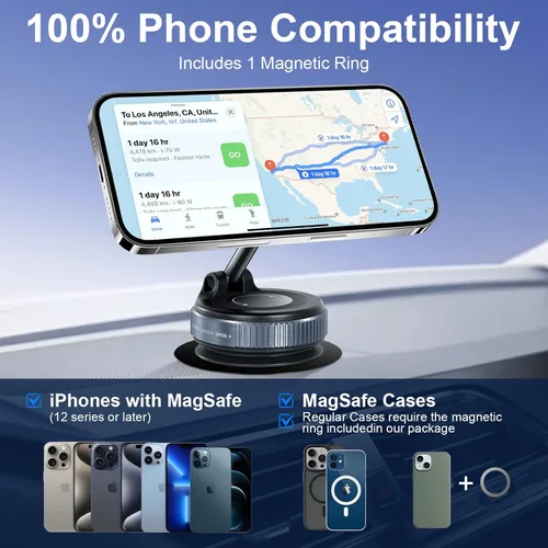 Vista 4 de Soporte magnético para teléfono de automóvil, soporte magnético ajustable de 360°, tamaño de bolsillo plegable, para automóvil, gimnasio, espejo