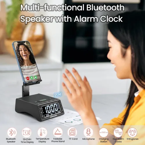 Vista 2 de JTEMAN Regalos para hombres y mujeres, soporte para teléfono celular con altavoz Bluetooth inalámbrico, accesorios de cocina ajustables Cool Tech