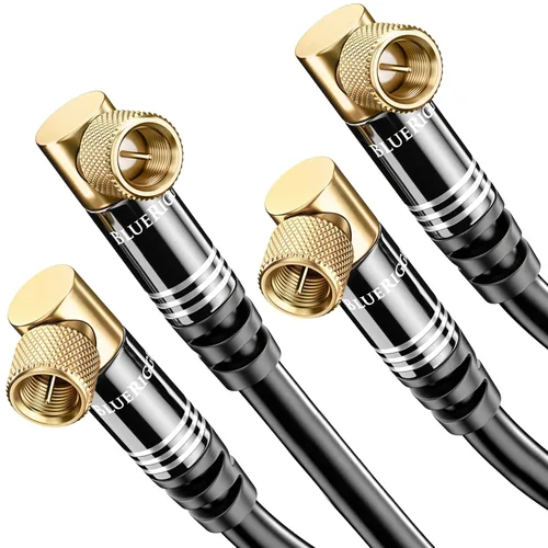 Vista 10 de Cable coaxial BlueRigger RG6 (1.5 pies, conector de 90° a conector de 90° con pin, chapado en oro, triple blindaje) – Cable coaxial de audio y video