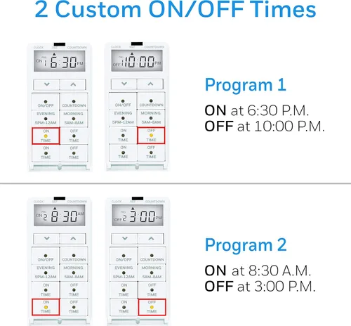 Vista 6 de UltraPro 24 horas digital en pared, fácil de programar, presets, cuenta regresiva, botón de anulación de encendido/apagado, luz para iluminación
