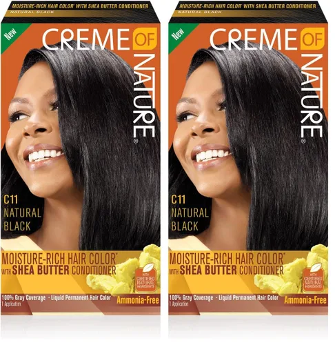 Vista 5 de Creme of Nature Kit de tinte para cabello rico en humedad, negro natural C11, 1 aplicación C11 negro natural