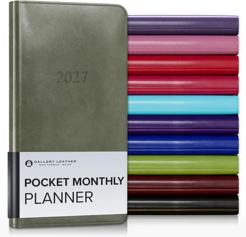 Vista 40 de Gallery Leather Agenda mensual grande 2026-2027 Acadia Navy