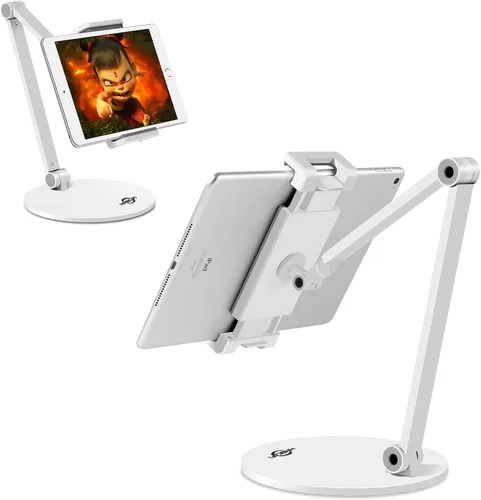 Vista 7 de KABCON Soporte para tableta, ajuste ajustable giratorio de 360°, multiángulo, nivel de ojo, de aluminio, sólido, brazo largo, para iPad Series