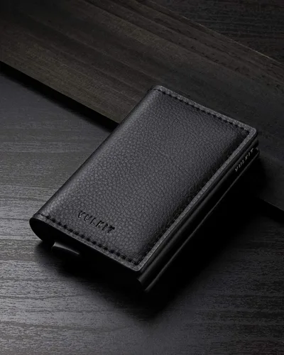 Vista 5 de VULKIT Tarjetero de crédito con bloqueo RFID, de cuero, automático, de aluminio, delgado, para tarjetas de visita
