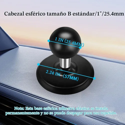 Vista 4 de Base de bola adhesiva flexible con bola de 1 pulgada compatible con brazo de doble enchufe RAM Mounts tamaño B, adaptador de cabeza de bola de 1