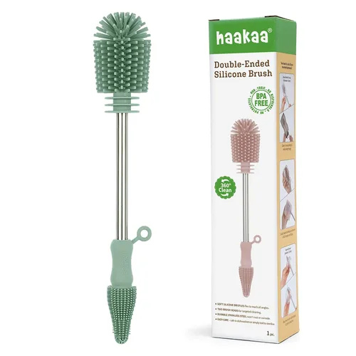 Vista 16 de haakaa Cepillo de Limpieza Cepillo de Silicona para Biberones de Doble Punta con Cerdas Suaves de Silicona para Extractores de Leche Materna