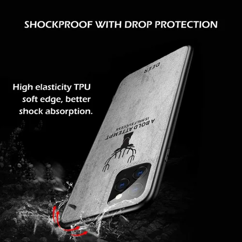 Vista 3 de Funda protectora de tela de TPU con textura suave de lujo para iPhone 12 y iPhone Pro, resistente a la suciedad, antigolpes, antihuellas, protección