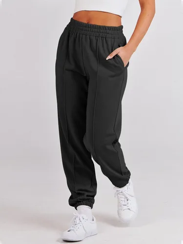 Vista 2 de ANRABESS Pantalones deportivos holgados de cintura alta para mujer, pantalones deportivos con parte inferior de cincha