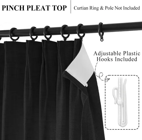 Vista 2 de Fcosie Cortinas plisadas filtrantes de luz para sala de estar, dormitorio, granja Kithcen, protección de privacidad, mezcla de lino, 2 paneles, 50