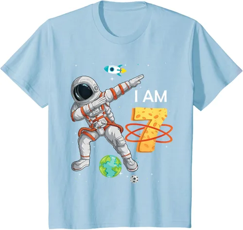 Vista 13 de Camiseta de cumpleaños para niños de 7 años de edad, astronauta Space 7th B-Day Negro