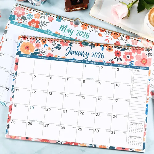Vista 2 de Calendario de pared 2026 – enero 2026 – diciembre 2026, calendario mensual colgante de 12 meses, 14.8 x 11.57 pulgadas, encuadernación de doble