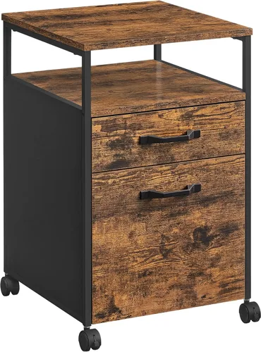 Vista 12 de VASAGLE Archivador móvil con ruedas, 2 cajones, estante abierto, para A4, tamaño carta, carpetas colgantes, gris carbón y negro tinta UOFC071B04
