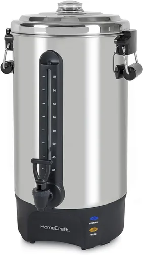 Vista 2 de Homecraft Urna de café de 100 tazas y dispensador de bebidas calientes con grifo antigoteo, preparación rápida, urna de café de acero inoxidable