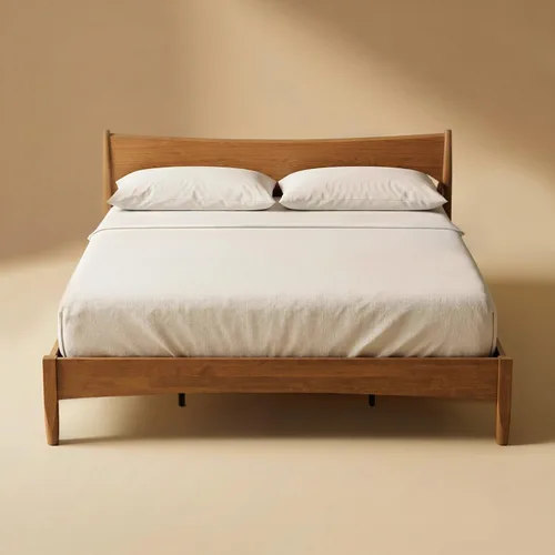 Vista 19 de mopio Ted - Marco de cama con cabecero, marco de cama de plataforma de madera maciza de acacia moderna de mediados de siglo, listones de madera, sin