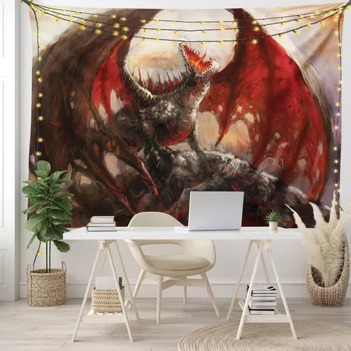Vista 105 de Ambesonne Tapiz verde, fases lunares alrededor de un árbol de la vida, impresión de diseño bohemio de astrología nocturna, decoración de tela
