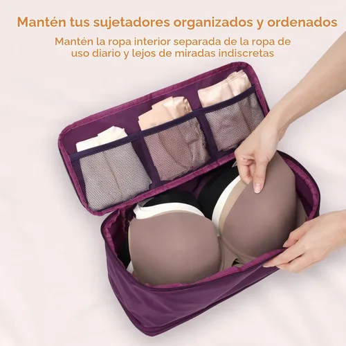 Vista 7 de Cambond Travel Underwear Organizer Bag - Bra Organizers for Luggage Atractivo morado