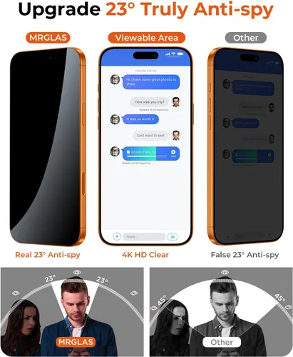 Vista 10 de MRGLAS - Protector de pantalla de privacidad para iPhone 17 Pro Max de 6.9