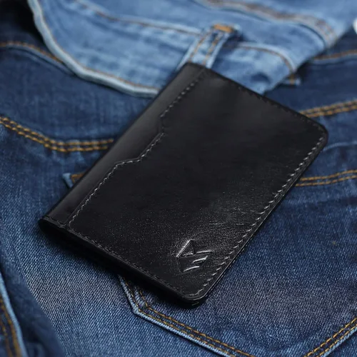 Vista 3 de FOXHACKLE Tarjetero de cuero para hombre, billetera delgada con bloqueo RFID, bolsillo frontal delgado, cartera minimalista con bolsillo frontal