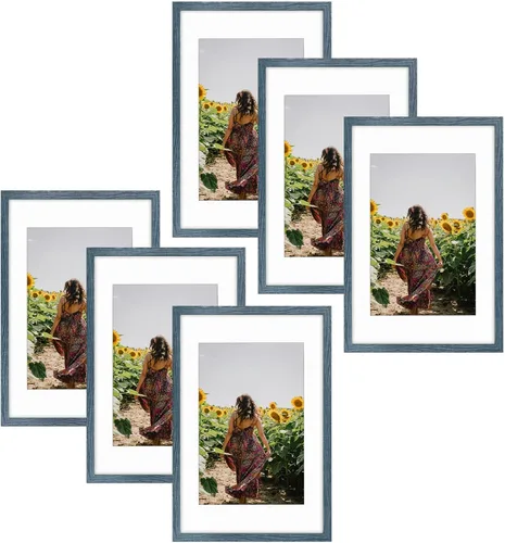 Vista 147 de Frametory, Marco de fotos de 11 x 14 pulgadas con paspartú para fotos de 8 x 10 pulgadas, moldeado ancho de vidrio de alta definición, accesorios