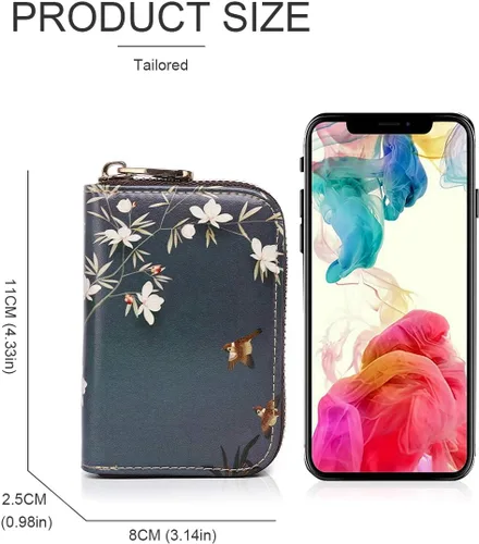 Vista 5 de APHISON - Tarjetero con protección RFID, carteras , funda para tarjetas de cuero con cremallera para mujerniñacaja regalo