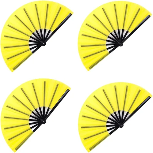 Vista 7 de Gionforsy 4 piezas de ventilador de tela de ventilador plegable grande chino Tai Chi ventilador de mano plegable decorativo para fiesta de baile