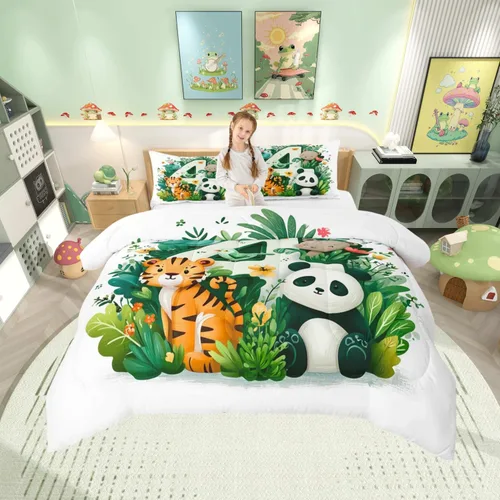 Vista 22 de Manfei Juego de edredón de calavera de azúcar para niños, juego de ropa de cama con temática de calaveras de Halloween, ropa de cama de estilo Azul