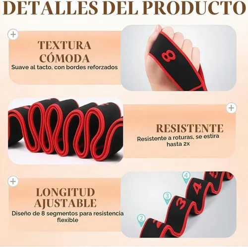 Vista 4 de Fitness Resistance Band for Stretching and Yoga 1pcs rojo