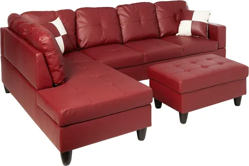 Vista 6 de Beverly Fine Furniture Juego de sofá seccional Russes con otomana, color blanco F092a Blanco