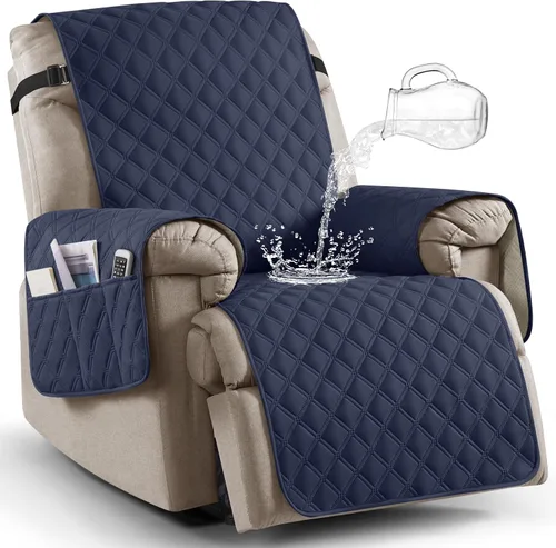 Vista 13 de Ruaozz Funda para Silla Reclinable 100% Impermeable Antideslizante Funda Reclinable para Silla Reclinable Funda de Asiento de Silla Lavable con Beige