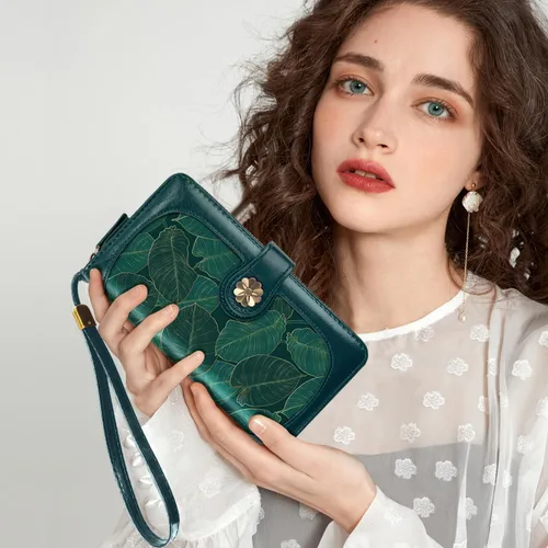 Vista 7 de Coco Rossi Billeteras para mujer con múltiples tarjetero, cartera de embrague, tarjetero, organizador de tarjetas para mujer con correa