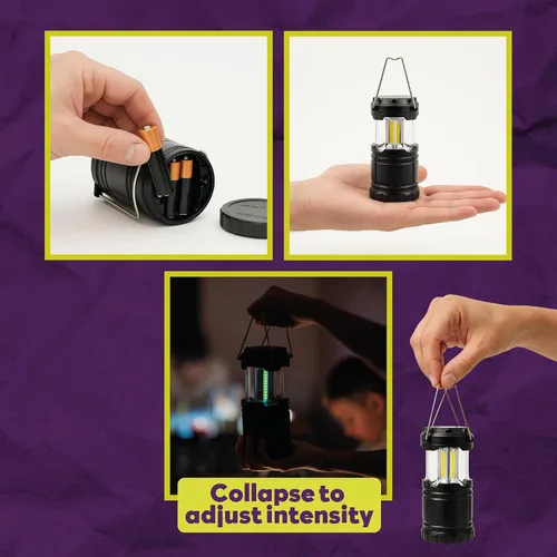 Vista 7 de ATack Linterna LED para campamento, funciona con pilas, paquete de 4 linternas de campamento para cortes de energía, luces colgantes plegables