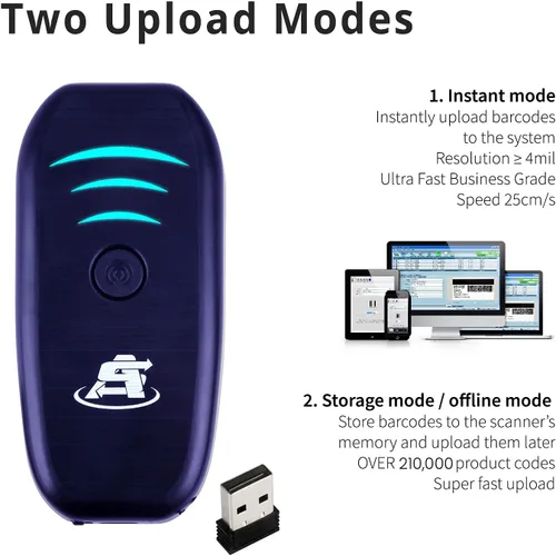 Vista 6 de ScanAvenger Escáner de código de barras Bluetooth portátil mini inalámbrico: escáneres manuales - Pistola de escaneo 1D inalámbrica y recargable