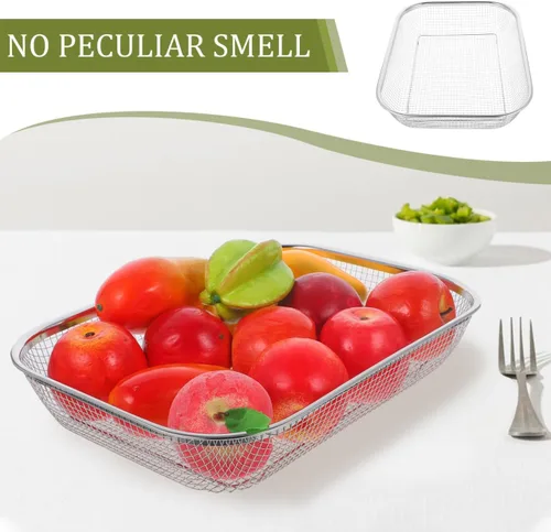 Vista 2 de Unomor Cesta grande de malla de acero inoxidable para fregadero de cocina, colador de 14.56 x 10.62 x 2.95 pulgadas para frutas, verduras y pasta