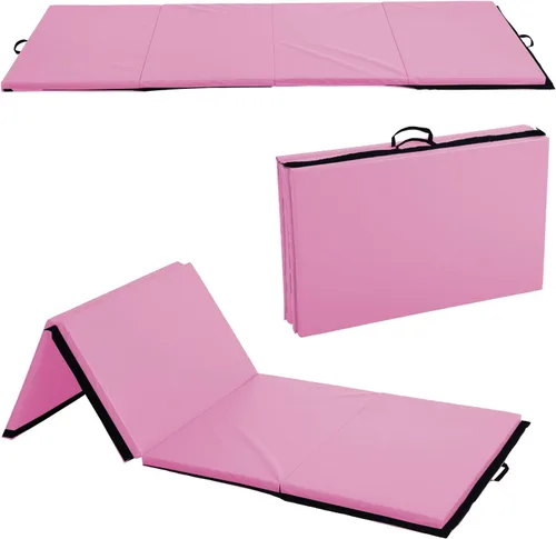 Vista 9 de Colchoneta de gimnasia para gimnasio en casa, plegable, portátil, de 4 x 10 x 2 pulgadas, extra gruesa, con asas de transporte, para niños y adultos